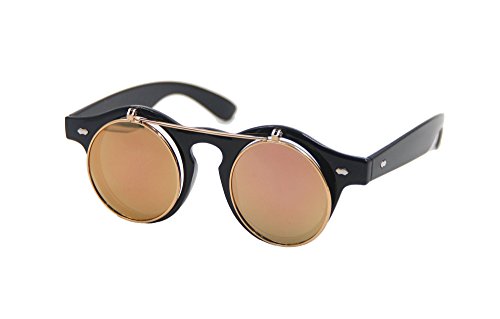 Sonnenbrille Herren Damen Flip Up Linse U400 Schutz Vintage Classic Steampunk Look Gr. M, A1 Pink von ASVP Shop