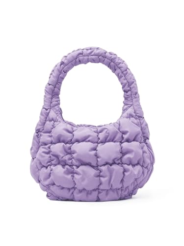 Gesteppte Tragetasche für Damen, Mini-Puffertasche, gesteppte Tasche, modische gesteppte Geldbörsen, gesteppte Tragetasche, Puffer-Geldbörse, 4-lila, Mini von ASWACA