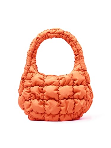 Gesteppte Tragetasche für Damen, Mini-Puffertasche, gesteppte Tasche, modische gesteppte Geldbörsen, gesteppte Tragetasche, Puffer-Geldbörse, 4-orange, Mini von ASWACA