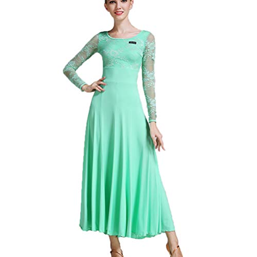 ASXSY Spitze Modern Tanzkleider für Frauen National Standard Ballsaal Tanzoutfit Spitzennähte Tango Waltz Übungsrock Trainingskleid Plissee Big Swing von ASXSY