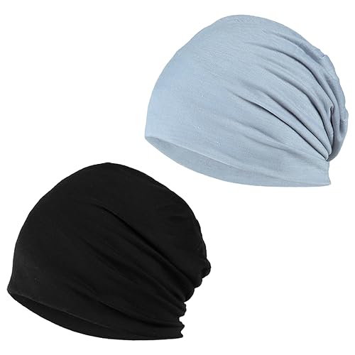 ASYKNM 2 Pack Slouchy Beanie Mütze - Chemo Cancer Kopfbedeckung aus Baumwolle Schlafmütze Turban Kopfbedeckung Strecken Muslimisches Kopftuch für Frauen Männer von ASYKNM