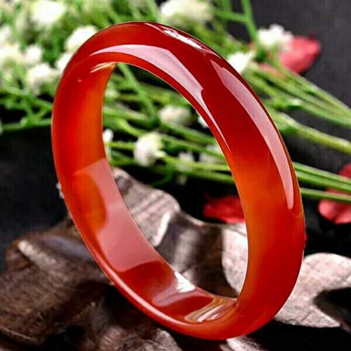 ASZHQUXIUAS Damen Armreifen, Schmales rotes Achat Jade Armband, Chalcedon Armband, feines Achat Armband Jade, for Mutter an Freundin, 54mm,(64mm) von ASZHQUXIUAS
