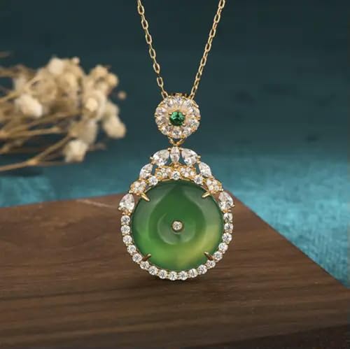 ASZHQUXIUAS Feng Shui Jade Halskette für Damen und Herren Grüne Jade Kristall Anhänger Halskette Charm 18K vergoldet Kette zierliche Edelstein ASZHQUXIUAS Feng Shui Jade Halskette für Damen und Herren Grüne Jade Kristall Anhänger Halskette Charm 18K vergoldet Kette zierliche Edelstein von ASZHQUXIUAS