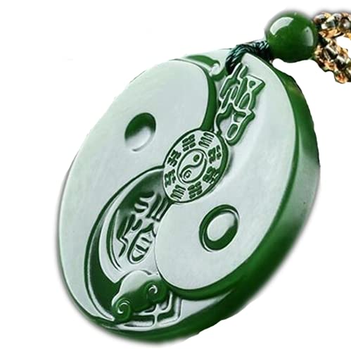 ASZHQUXIUAS Feng Shui Jade Halskette für Damen und Herren Halskette mit Anhänger aus natürlicher grüner Jade, handgeschnitztes Glücksamulett, Modeschmuck, Geschenk, 1 Stück von ASZHQUXIUAS