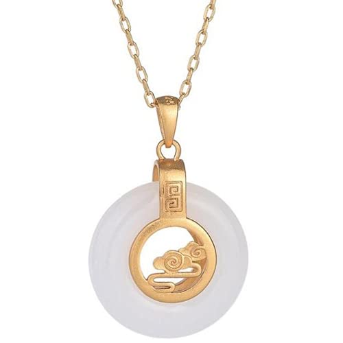 ASZHQUXIUAS Feng Shui Jade Halskette für Damen und Herren Halskette mit Anhänger aus natürlicher weißer Jade, Glücksamulett der chinesischen Tradition, Modeschmuckgeschenk for Frauen, 1 Stück von ASZHQUXIUAS
