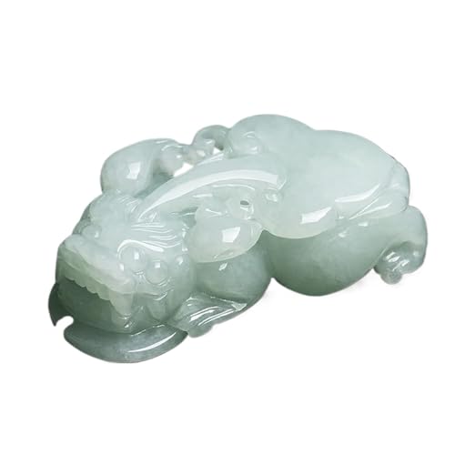 ASZHQUXIUAS Feng Shui Jade Halskette für Damen und Herren Halskette mit Pixiu-Anhänger aus natürlichem Smaragd-Eis-Jade, Feng-Shui-Perlenkette Jadeit for Reichtum, Wohlstand, Liebe, Glück, 1 Stück von ASZHQUXIUAS
