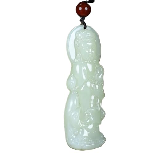 ASZHQUXIUAS Feng Shui Jade Halskette für Damen und Herren Natürliche Hetian Jade Guanyin Halskette, Feng Shui Amulett for Reichtum und Glück, 60 x 30 10 mm Steinanhänger for Frauen Männer, 1 Stück von ASZHQUXIUAS