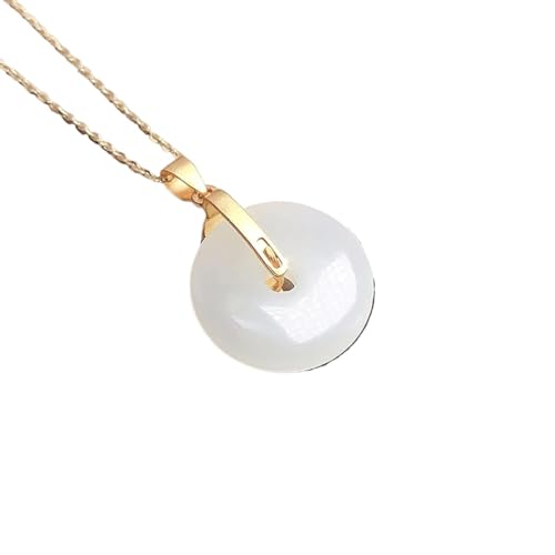 ASZHQUXIUAS Feng Shui Jade Halskette für Damen und Herren S925 Silber Harmonie-Münzen-Halskette, natürlicher Hetian-Jade-Anhänger, Glücksbringer-Amulett for Reiki-Chakra-Meditation, 1 Stück von ASZHQUXIUAS