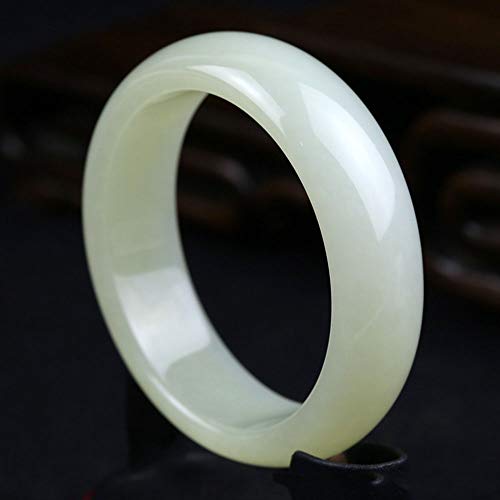 ASZHQUXIUAS Jade-Armband for Frauen, chinesisches Armband, natürlicher Achat-Jade-Armreif in weißer Farbe mit Box,(64mm) von ASZHQUXIUAS