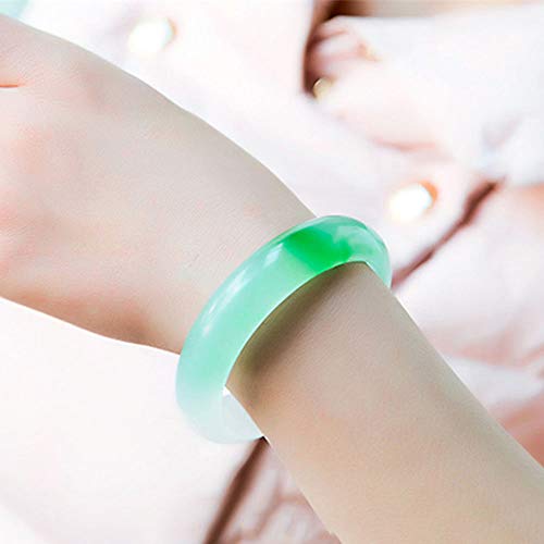 ASZHQUXIUAS Jade Armreif, Grünes Jade Armband, Natürliches A-Grade Grünes Blumen Jade Armband Weibliche Modelle EIS Jade Jade Armband mit Box,(60mm) von ASZHQUXIUAS