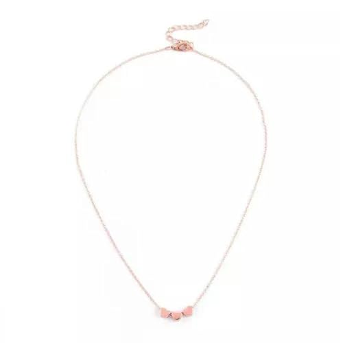 ASZHQUXIUAS Silberkette, Mode Damen Kette Halskette 3D Retro Einfache Drei Liebe Herz Anhänger 1902-Gold(Rose Gold) von ASZHQUXIUAS