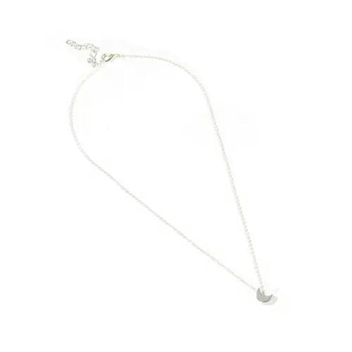 ASZHQUXIUAS Silberkette, Mode Frauen Mädchen Kette Schmuck Halskette Super einfache klassische 3D Mond Anhänger - Gold(Silver) von ASZHQUXIUAS