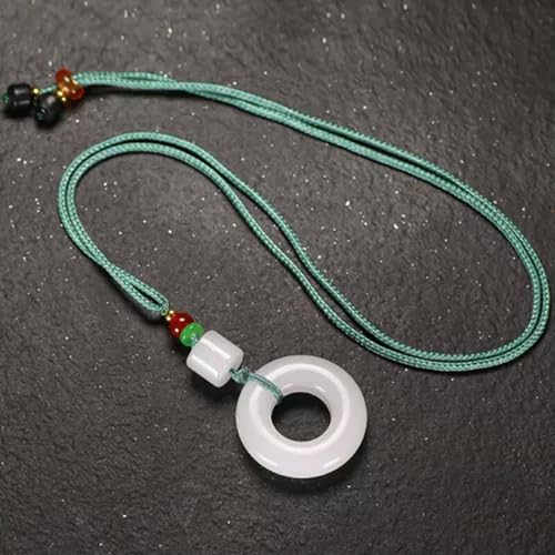 ASZHQUXIUAS Silberkette, Weißer Jadering Anhänger Halskette Natürlicher Edelstein Schmuck Damen-1 von ASZHQUXIUAS