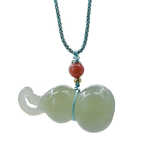 Feng Shui Jade Halskette für Damen und Herren Halskette mit Wu Lou-Anhänger aus natürlicher Hetian-Nephrit-Jade, Feng-Shui-Kalebasse-Amulett, verstellbarer Glücksbringer-Talisman for Frauen, 1 Stück von ASZHQUXIUAS