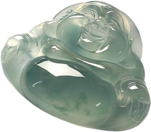 Feng Shui Jade Halskette für Damen und Herren Halskette mit lachendem Buddha aus Naturstein, Feng Shui-Jade-Amulett for Reichtum und Wohlstand, 26 x 7 mm Edelstein-Anhänger for Damen Herren, 1 Stück von ASZHQUXIUAS