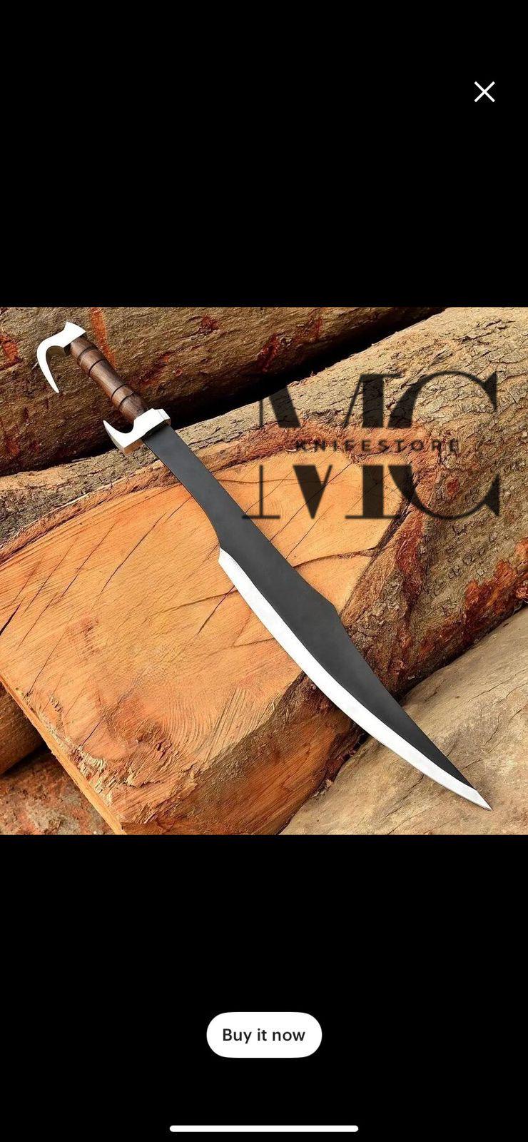 Handgefertigtes Spartan Schwert Nachbildung Aus Karbonstahl Mit Lederscheide 92 cm von AScutlerydesigns