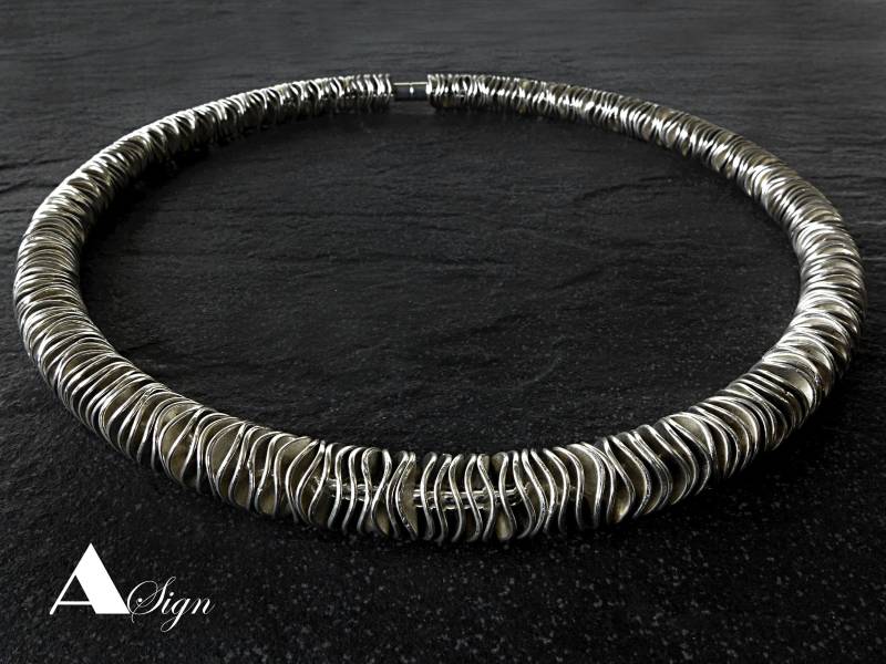 A Sign Rendezvous Zero Design Damen Kette/Halskette/Collier Kristallglas Magnet-Verschluss Silber von ASignSchmuckDesign