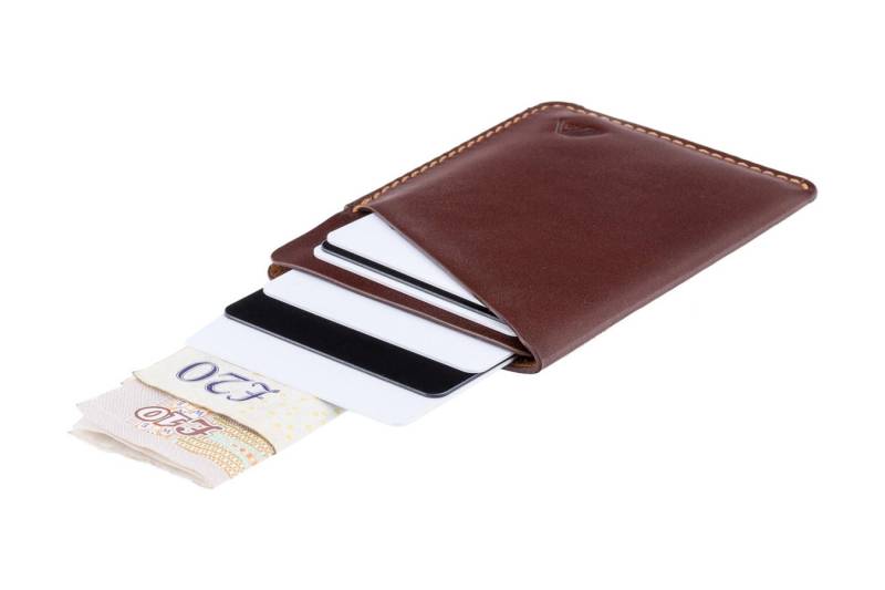 Braune Leder-Kartenhalter Minimalist Front Pocket Wallet Braune Leder-Kartenhalter Minimalist Front Pocket Wallet von ASlimLondon