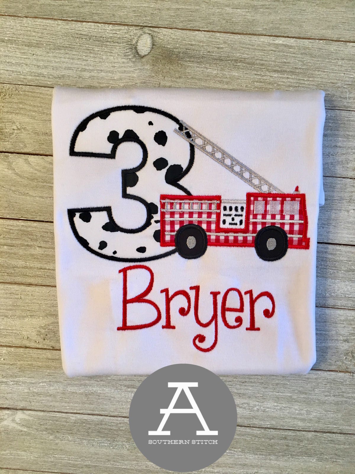 Geburtstagsshirt | 3. Geburtstag Feuerwehrauto von ASouthernStitchMS