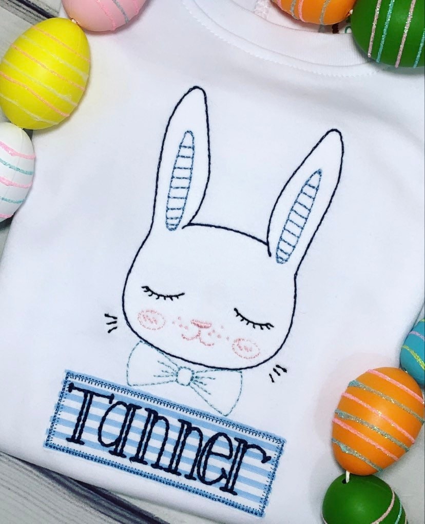 Ostershirt | Vintage Hase Junge Monogram von ASouthernStitchMS