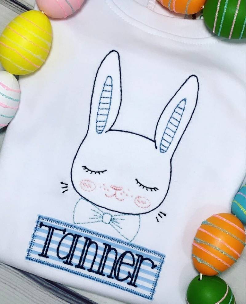 Ostershirt | Vintage Hase Junge Monogram von ASouthernStitchMS