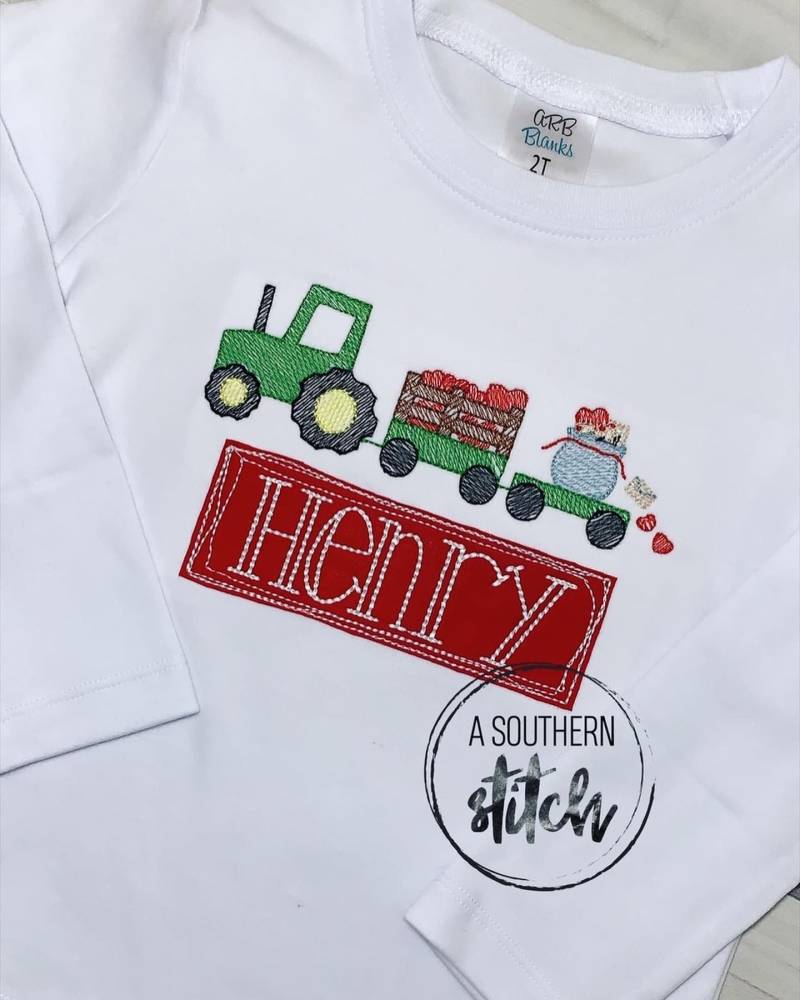 Traktor Skizze + Herzen | Jungen Valentinstag Shirt von ASouthernStitchMS