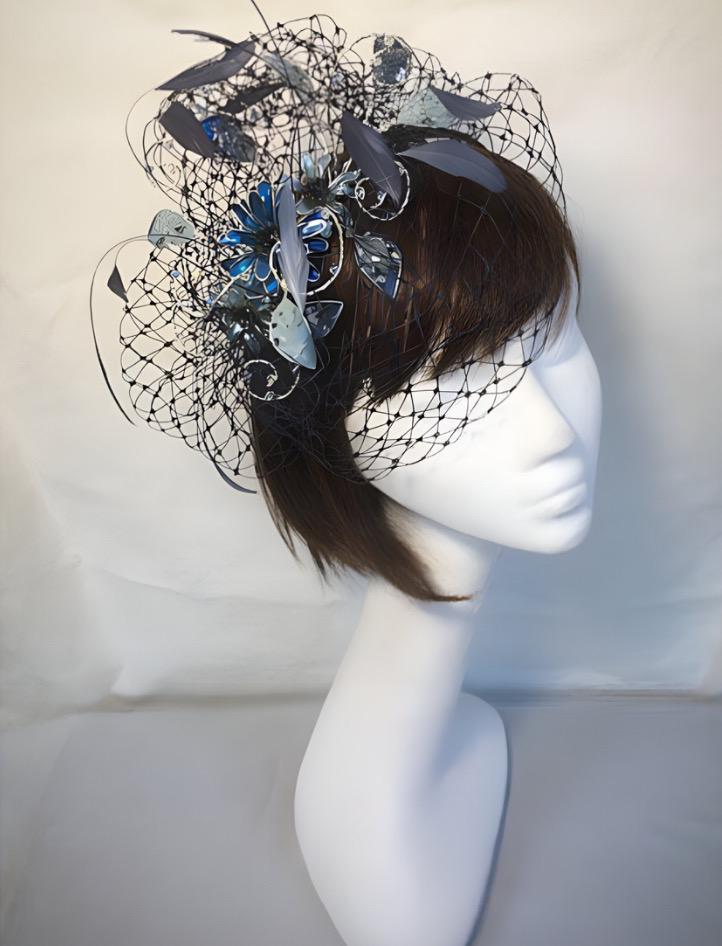 Marine Fascinator, Blauer Mutter Der Braut, Einzigartiger Hut, Uk Hochzeitshut, Handgemachter Amanda Sutherland von ASutherlandHeadwear