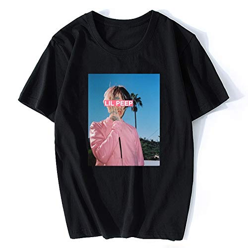 Hip Hop Man Lil Peep T Shirt Quality Comfortable Cotton T-Shirt Streetwear Hip Hop O-Neck Tees Tops Vintage Aesthetic Clothes BlackL von AT