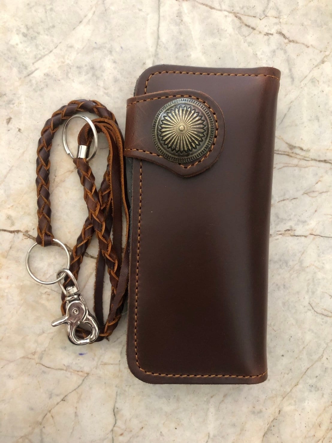 Kette Portemonnaie Handmade Leder Biker Walltet Herren Bifold Motorrad Jahrestag Geschenk Für Ihn Männer Papa von AT7777