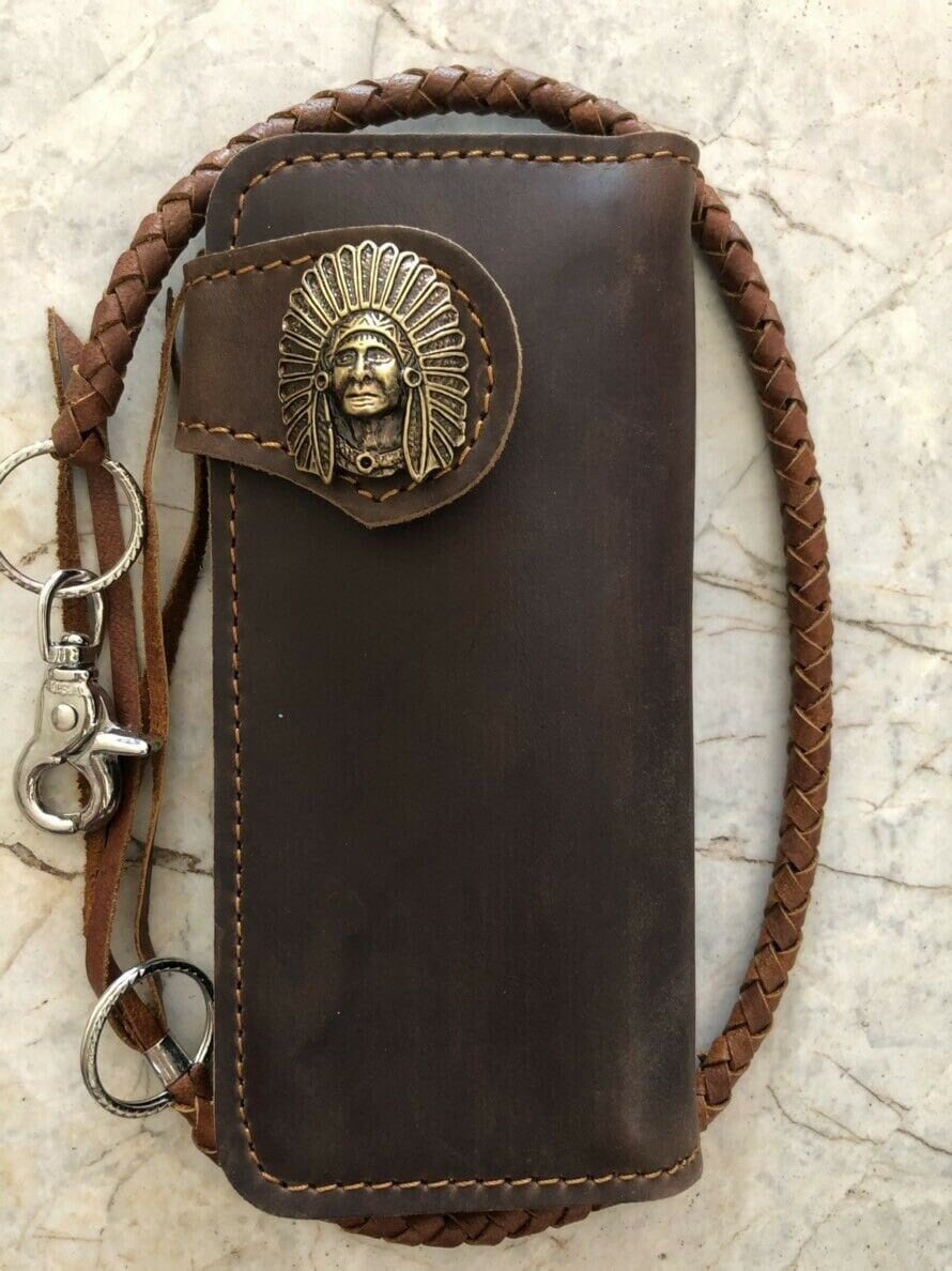 Kette Portemonnaie Handmade Leder Biker Walltet Herren Bifold Motorrad Jahrestag Geschenk Für Ihn Männer Papa von AT7777