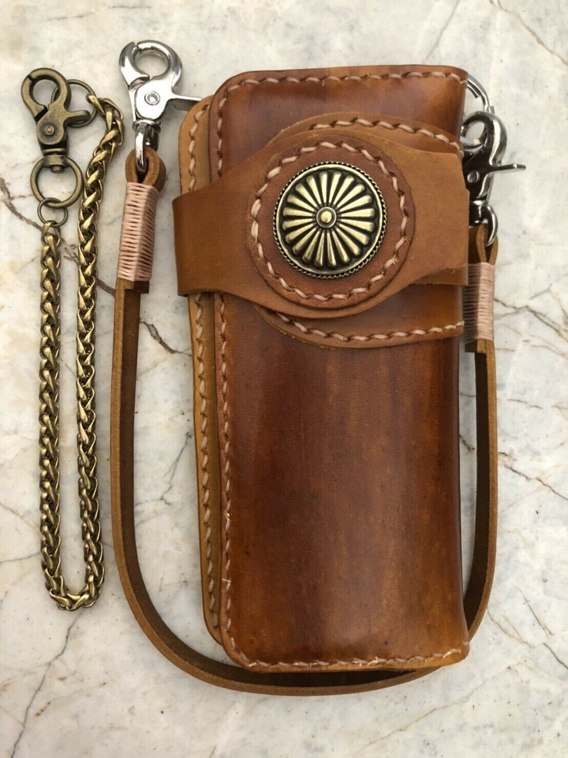 Kette Portemonnaie Handmade Leder Biker Walltet Herren Bifold Motorrad Jahrestag Geschenk Für Ihn Männer Papa von AT7777