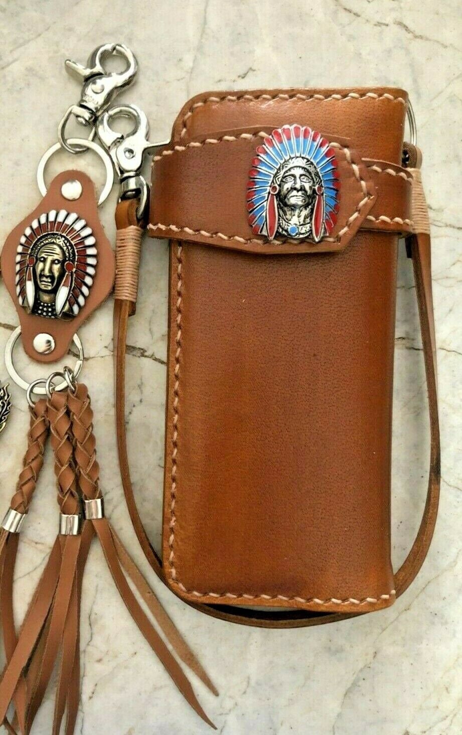 Kette Portemonnaie Handmade Leder Biker Walltet Herren Bifold Motorrad Jahrestag Geschenk Für Ihn Männer Papa von AT7777