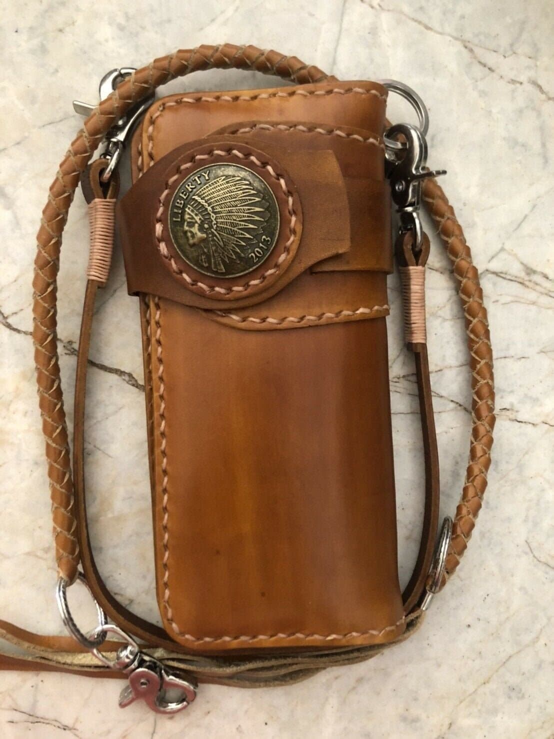 Kette Portemonnaie Handmade Leder Biker Walltet Herren Bifold Motorrad Jahrestag Geschenk Für Ihn Männer Papa von AT7777