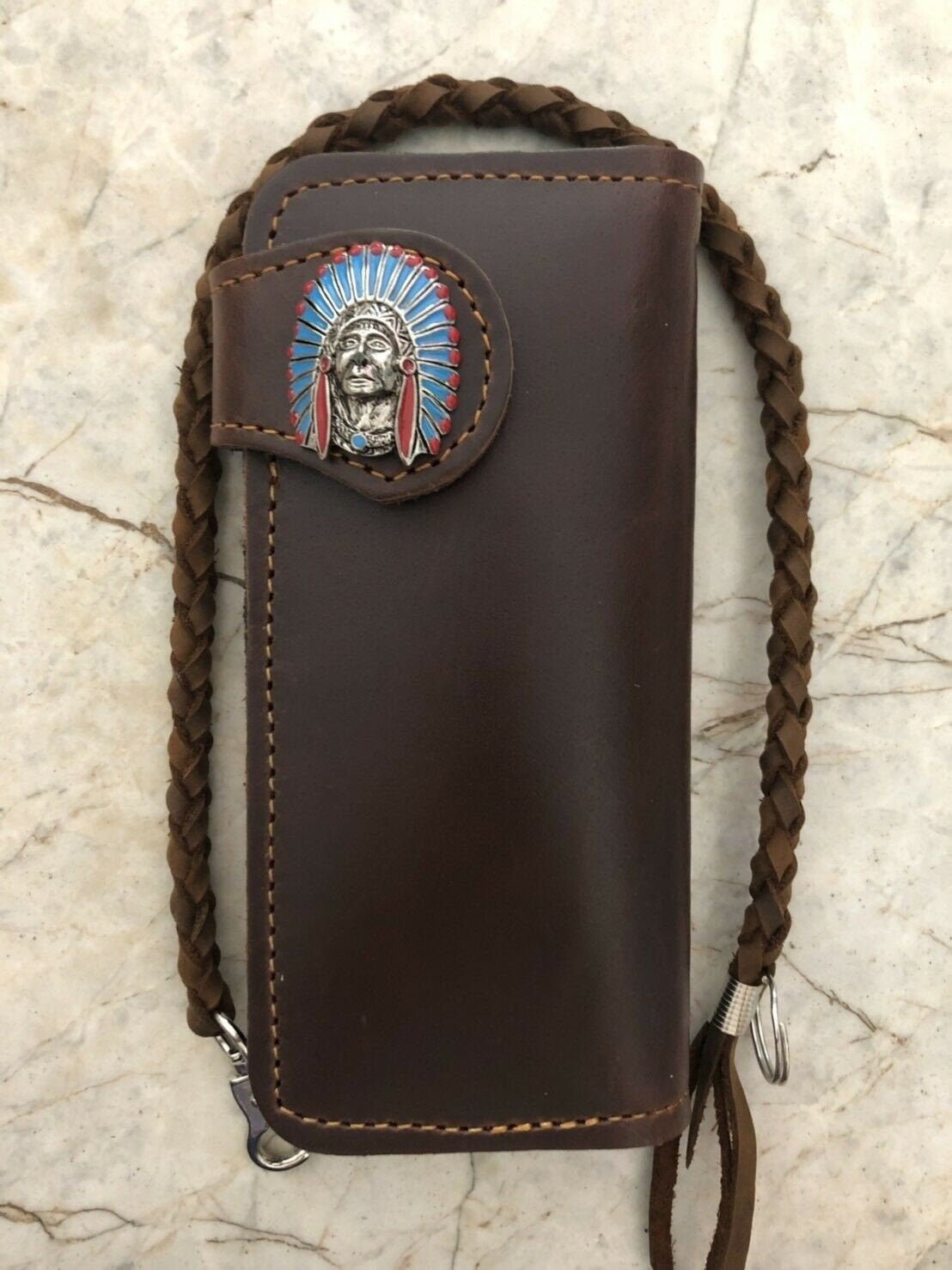 Kette Portemonnaie Handmade Leder Biker Walltet Herren Bifold Motorrad Jahrestag Geschenk Für Ihn Männer Papa von AT7777