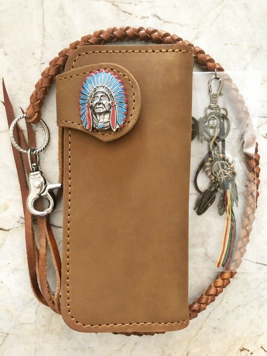 Kette Portemonnaie Handmade Leder Biker Walltet Herren Bifold Motorrad Jahrestag Geschenk Für Ihn Männer Papa von AT7777