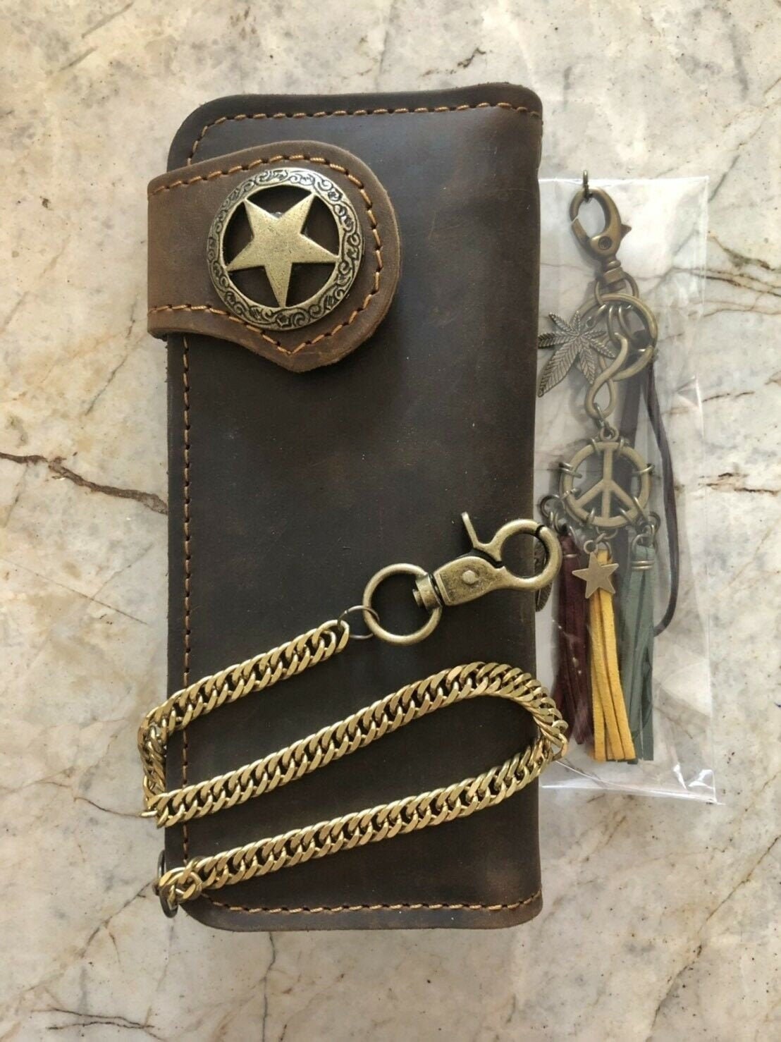 Kette Portemonnaie Handmade Leder Biker Walltet Herren Bifold Motorrad Jahrestag Geschenk Für Ihn Männer Papa von AT7777