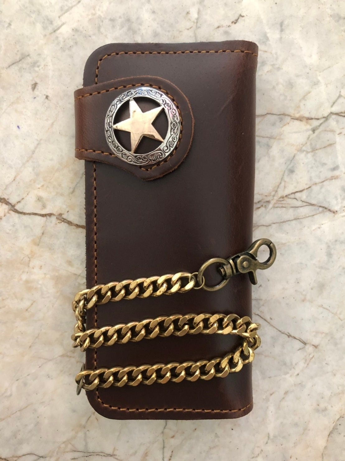 Kette Portemonnaie Handmade Leder Biker Walltet Herren Bifold Motorrad Jahrestag Geschenk Für Ihn Männer Papa von AT7777