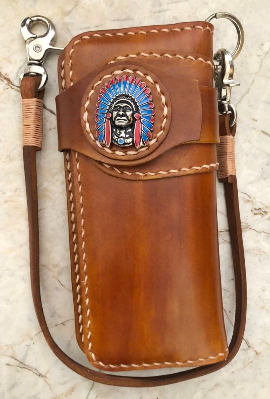 Kette Portemonnaie Handmade Leder Biker Walltet Herren Bifold Motorrad Jahrestag Geschenk Für Ihn Männer Papa von AT7777