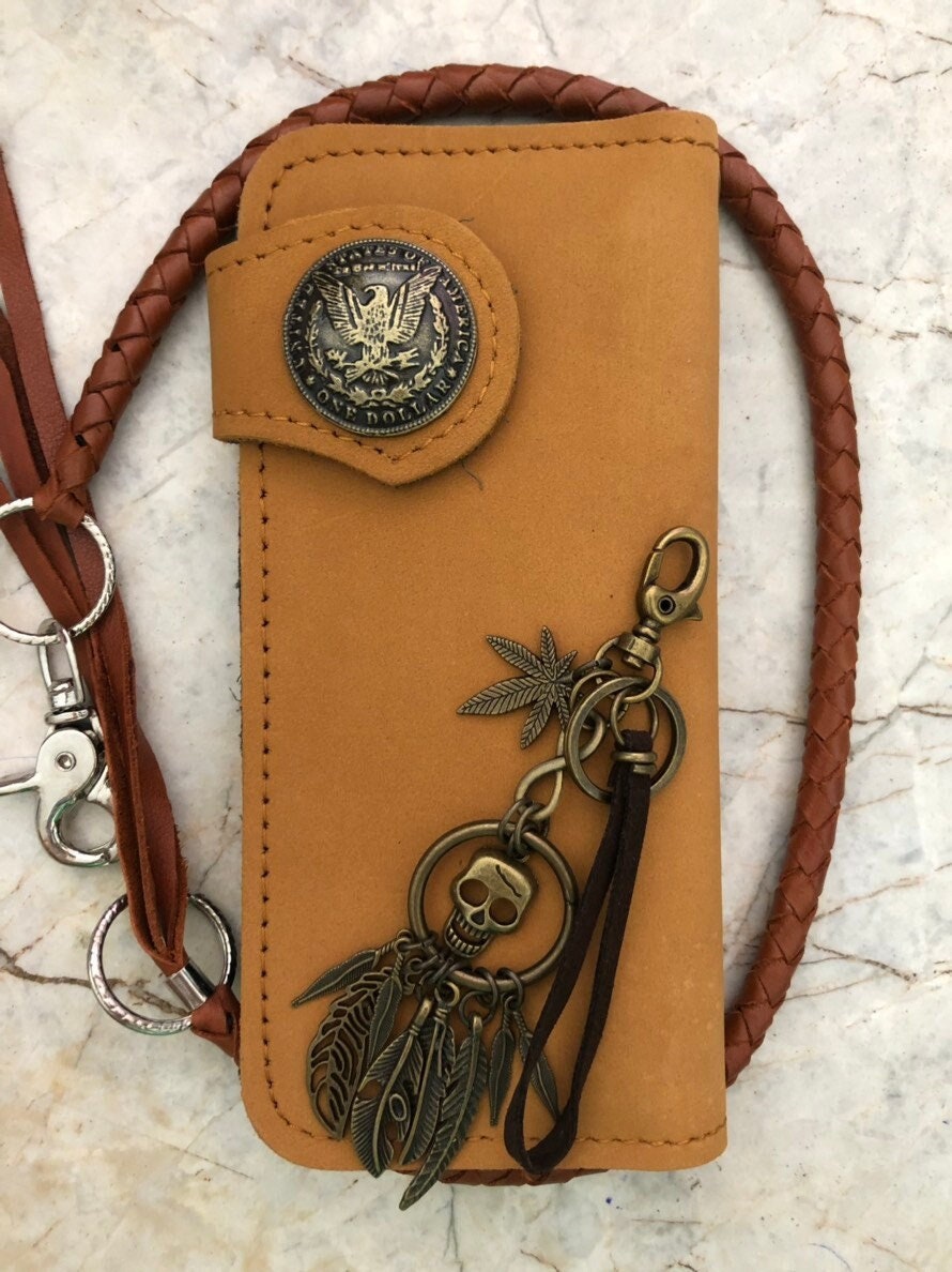 Kette Portemonnaie Handmade Leder Biker Walltet Herren Bifold Motorrad Jahrestag Geschenk Für Ihn Männer Papa von AT7777