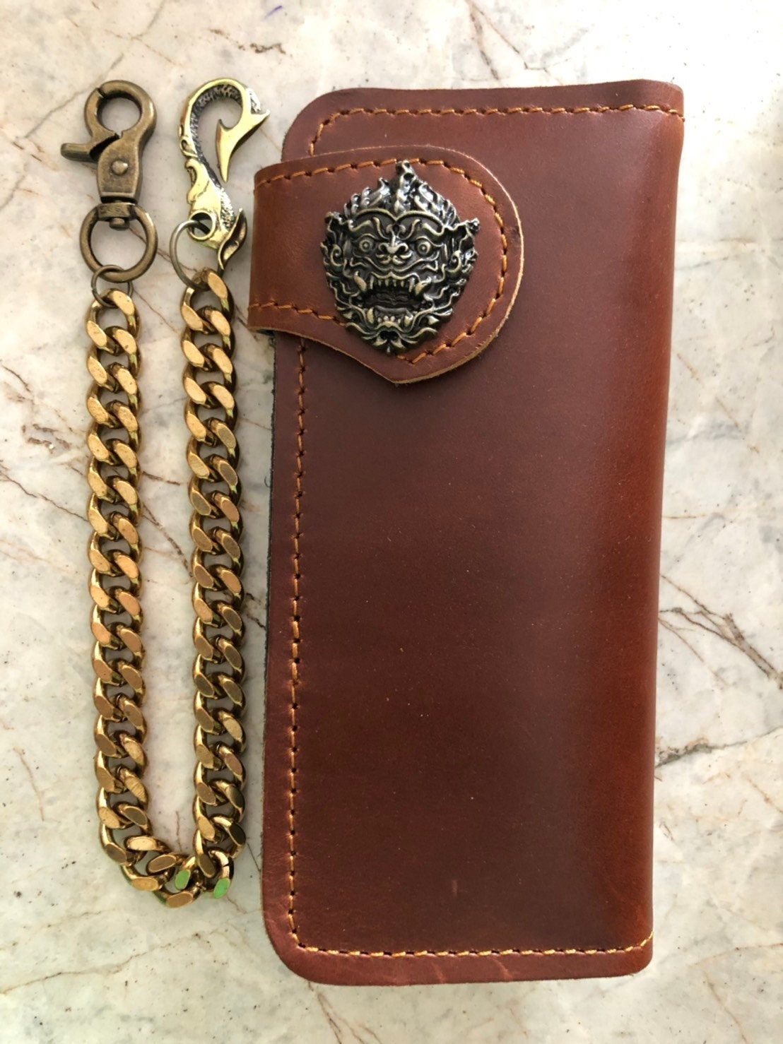 Kette Portemonnaie Handmade Leder Biker Walltet Herren Bifold Motorrad Jahrestag Geschenk Für Ihn Männer Papa von AT7777