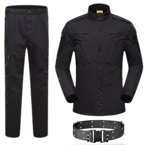 ATAIRSOFT Kampf Uniform Männer Taktische Armee Militär BDU Jacke Hemd & Hosen Anzug für Airsoft Paintball Jagdkriegsspiel (Schwarz,M) von ATAIRSOFT