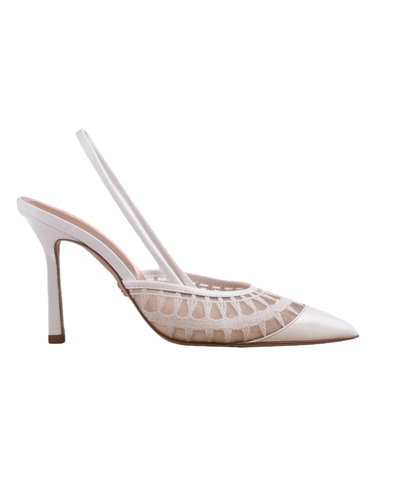 ATANA | Lace Sling 95 White Patent | Women's White Pumps ATANA | Lace Sling 95 White Patent | Women's White Pumps von ATANA