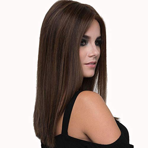 ATAYOU Lange Gerade Dunkelbraun Synthetische Perücken Für Frauen Kostüm Mit 1 Perücke Kappe (Dunkelbraun) von ATAYOU