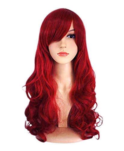 ATAYOU Lange Damen Rot Perücke Synthetische Cosplay Perücke Für Frauen Mit 1 Perücke Kappe (Lange Rot B) von ATAYOU