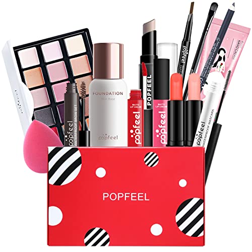 14 Stück Make Up Set, Schminkkoffer gefüllt, kinderschminke set mädchen, Lidschatten Makeup Paletten Mischen Matt und Schimmer mit Lipgloss von ATB-GIFT