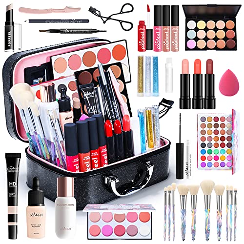 34 Stück Schminke Set, Make-up sets, Cosmetics mit Make up pinsel Schminktasche Tragbare Reise Makeup Paletten Kosmetik Lidschatten von ATB-GIFT