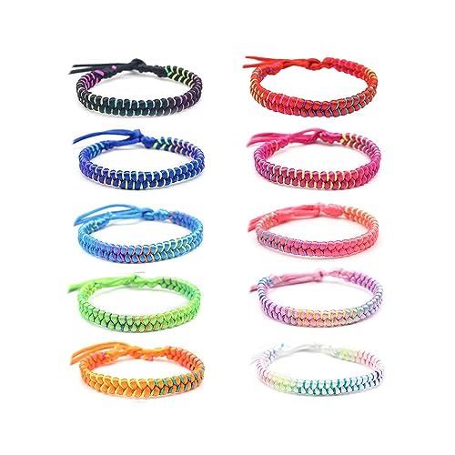 ATBUSS 10 Bunte Geflochtene Wickelarmbänder, Geflochtene Bunte Freundschaftsarmbänder, Mädchen Kinder Armbänder, Verstellbares Armband Stoff, Freundschaftsarmbänder, Handgeflochtene Armbänder von ATBUSS