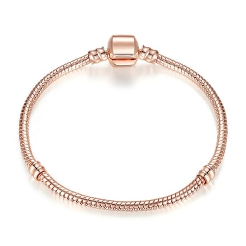 ATE Charms Armband Rosegold Schlangenketten Damen Armkette Charm Trägerelemente JWB05 (21) von ATE