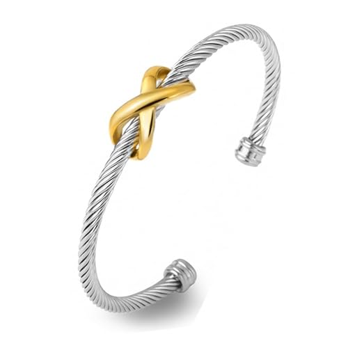 ATEIELLI Damen Armband mit Unendlichkeit Design Edelstahl Infinity Armreif Offene Armspange B170 (Gold) von ATEIELLI