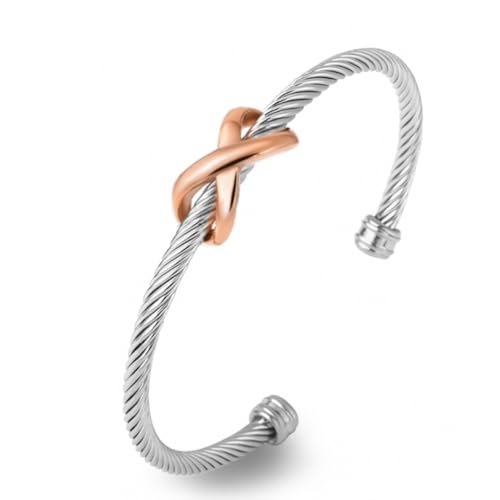 ATEIELLI Damen Armband mit Unendlichkeit Design Edelstahl Infinity Armreif Offene Armspange B170 (Roségold) von ATEIELLI